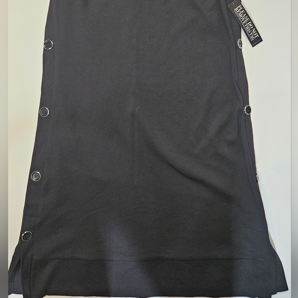 Womens Black Dress Small New York & Company Casual Midi Jersey LBD - Picture 2 of 8